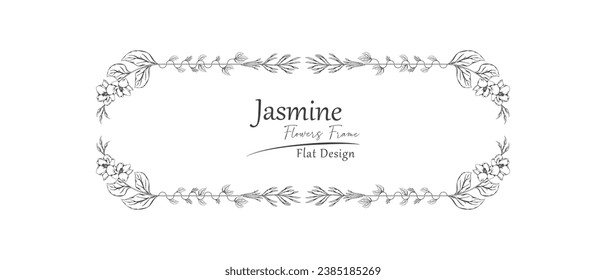 jasmine flower sketch frame.
rounded rectangle pattern. 