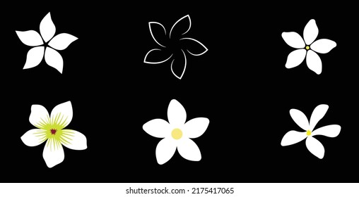 jasmine flower vector set with different shapes