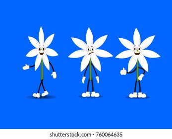 Jasmine Flowers with Expressions - Cartoon Vector Image