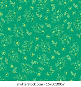 Jasmine flowers and green tea Spring Seamless Pattern