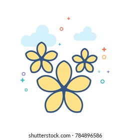Jasmine flowers icon in outlined flat color style. Vector illustration.