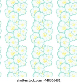 Jasmine flowers pattern in white background. Vector illustration.