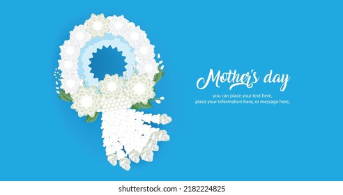 Jasmine garland on blue vector illustration background