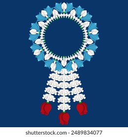 Jasmine garland vector style , For important days and Mother's Day