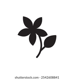 Jasminsymbol schwarz-weißes Vektorzeichen