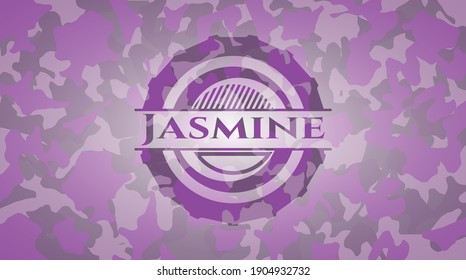 Jasmine pink camo emblem. Vector Illustration. Detailed. 