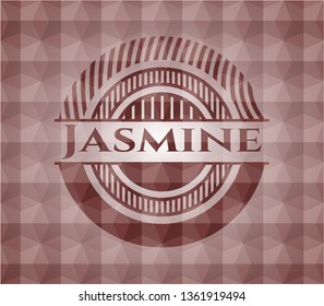 Jasmine red geometric pattern emblem. Seamless.