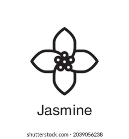Jasmine vector icon. Trending fragrance. Top notes, scent, perfume, aromatic essence, cream, soap, cosmetics. 
