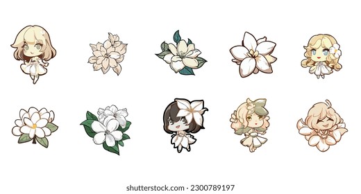 Jasmine vector set collection graphic clipart design