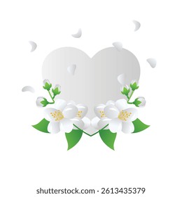 Jasmine White Fragrant Flower Vector Illustration