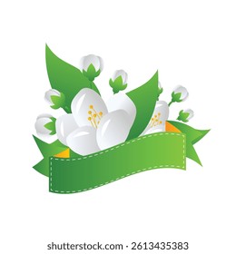 Jasmine White Fragrant Flower Vector Illustration