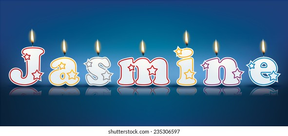 JASMINE written with burning candles - vector illustration