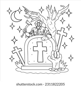  Jason Voorhees coloring pages.pastel goth coloring page