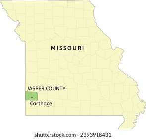 Jasper County and city of Carthage location on Missouri state map