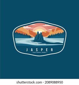 Jasper National Park Lineart emblem logo patch illustration