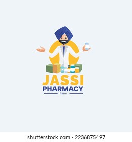 Jassi pharmacy vector mascot logo template. 