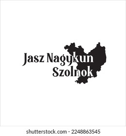 Jasz Nagykun Szolnok Karte und schwarzes Buchstabendesign auf weißem Hintergrund