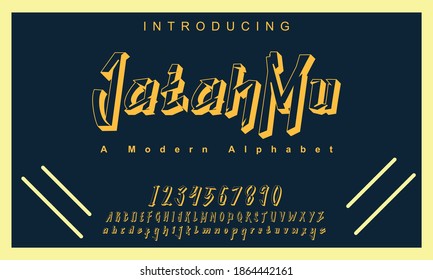 Jatahmu font. Elegant alphabet letters font and number. Lettering Minimal Fashion Designs. Typography fonts regular uppercase and lowercase. vector illustration
