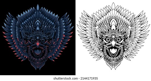 jatayu balinese mask vector illustration