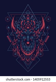 Jatayu garuda head with sacred geometry pattern 