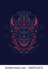 Jatayu garuda head with sacred geometry pattern 