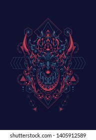 Jatayu garuda head with sacred geometry pattern 