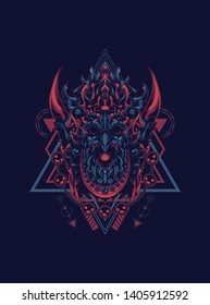 Jatayu garuda head with sacred geometry pattern 
