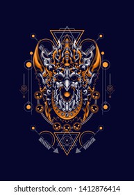 jatayu head balinese with sacred geometry pattern