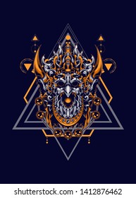 jatayu head balinese with sacred geometry pattern