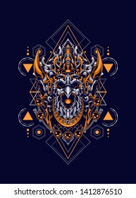 jatayu head balinese with sacred geometry pattern