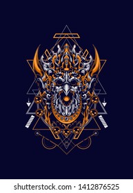 jatayu head balinese with sacred geometry pattern