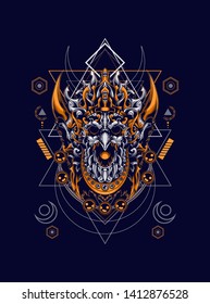 jatayu head balinese with sacred geometry pattern