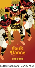 Jauk dance Balinese culture illustration