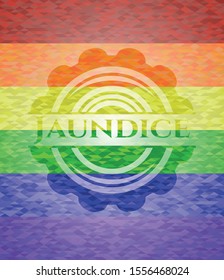 Jaundice on mosaic background with the colors of the LGBT flag