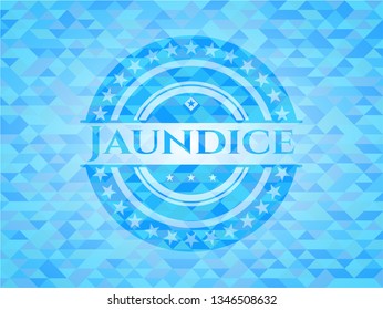 Jaundice sky blue emblem with mosaic ecological style background