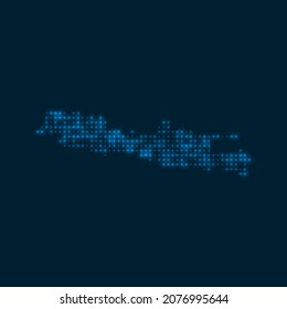 Java dotted glowing map. Shape of the island with blue bright bulbs. Vector illustration.