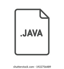 JAVA file format line icon. Linear style sign for mobile concept and web design. Simple outline symbol. Vector illustration isolated on white background. EPS 10.