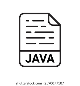 JAVA icon set. JAVA file type symbol. File JAVA format icon in black filled and outlined style isolated on transparent background. Ideal for technology or data related content, vector illustration.