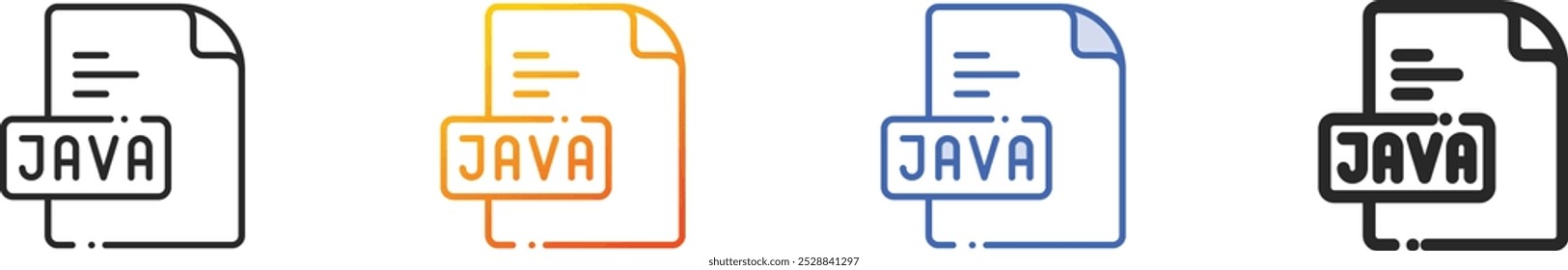 java icon.Thin Linear, Gradient, Blue Stroke and bold Style Design Isolated On White Background