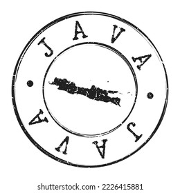 Java, Indonesia Silhouette Postal Passport. Stamp Round Vector Icon Map. Design Travel Postmark. 