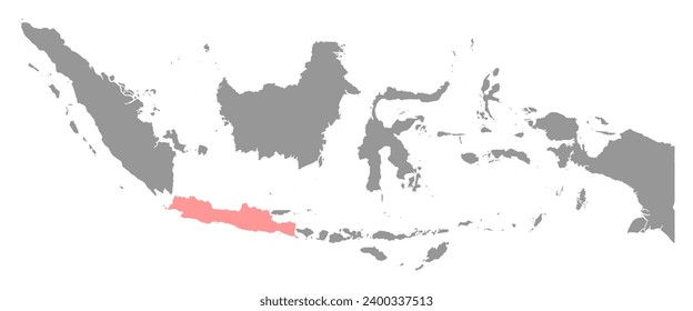 Java island map, region of Indonesia. Vector illustration.