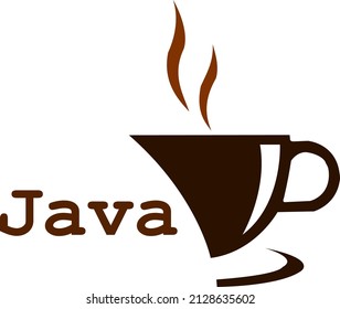 java language art with half cup with steam vector using curves