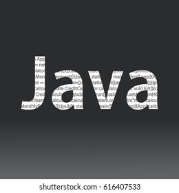 Java language sign. Vector illustration. Java programming language on a black background