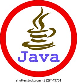java logo with text below inscribed in a circle like structure black colour vector