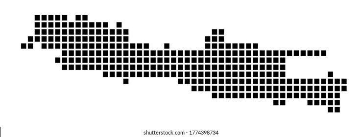 Java map. Map of Java in dotted style. Borders of the island filled with rectangles for your design. Vector illustration.