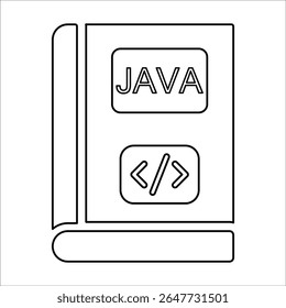 Java Programming Language Book Icon, Line Vector graphics