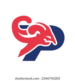 java puppet head letter P logo