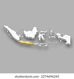 Java region location within Indonesia 3d isometric map