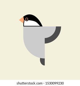 Java sparrow bird or Padda oryzivora  vector. java sparrow  bird vector icon in flat style. 