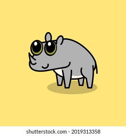 Javan Rhinoceros Cute Cartoon Vector Illustration Stock Vector (Royalty ...